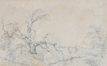 RENICA GIOVANNI (1808 - 1884) Paesaggio. . Matita su carta. Cm 17,00 x 10,50....
