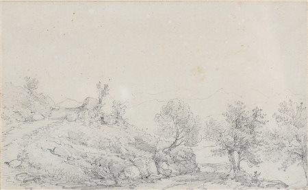RENICA GIOVANNI (1808 - 1884) Paesaggio. . Matita su carta. Cm 17,00 x 10,50....