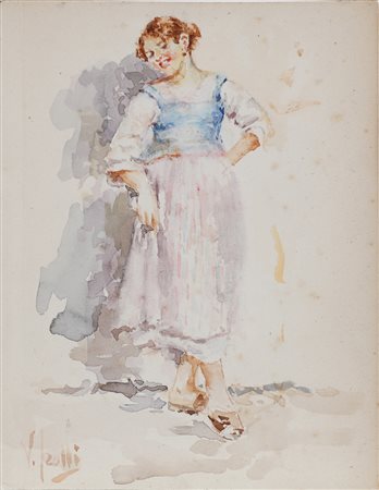 IROLLI VINCENZO (1860 - 1942) Donna. Acquerello . Cm 17,00 x 22,50. IROLLI...