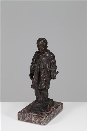 RENDA GIUSEPPE (1859 - 1939) Ritratto di bimbo. Scultura in bronzo. Cm 10,00...