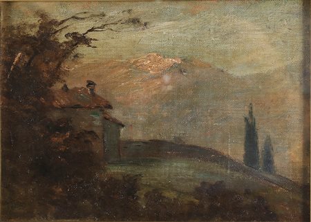 FIESSI ANGELO (1891 - 1977) Paesaggio. . Olio su cartone pressato. Cm 25,00 x...