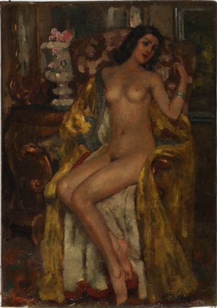 BETTINELLI MARIO GIUSEPPE (1880 - 1953) Nudo di donna. . Olio su tela. Cm...