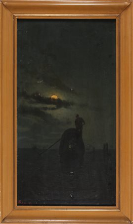FERRI AUGUSTO (1829 - 1895) Notturno a Venezia. . 1892. Olio su tela. Cm...