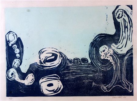 ZANITELLI "Composizione" 1966 33x45 serigrafia, es. 7/8 Opera firmata e...