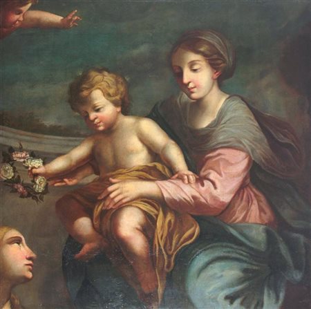 PITTORE ANONIMO DEL XVIII SECOLO "Madonna con Bambino e san Giovannino"...