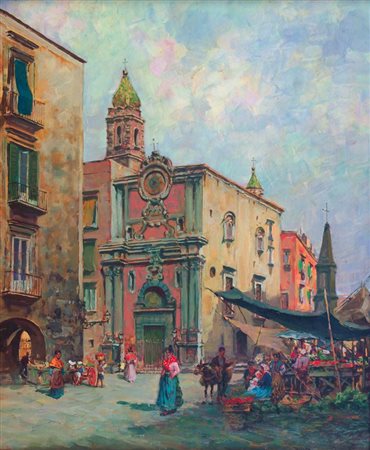 BRANCACCIO CARLO Napoli 1861 - 1920 "Porta Capuana a Napoli" 39x31,5 olio su...