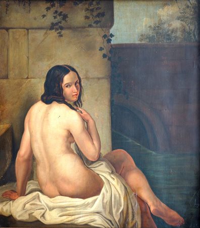 PITTORE ANONIMO "Nudo femminile" 57x50 olio su tavola