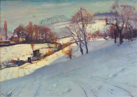 MERLO METELLO Milano 1886 - 1964 Torino "Val Piana" 1945 50x70 olio su...