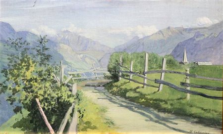 CALDERINI MARCO Torino 1850 - 1941 "Antagnod" 38x62 olio su cartone telato...