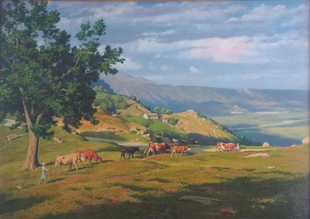 CALDERINI LUIGI Torino 1880 - 1973 "Sulle morene del canavese" 72x101 olio su...