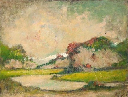 GACHET MARIO Torino 1879 - 1981 "Paesaggio" 35x45 olio su tela Opera firmata...