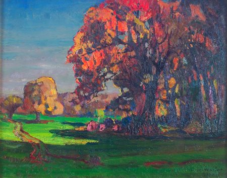 MERLO METELLO Milano 1886 - 1964 Torino "Autunno" 1928 30x37,5 olio su...