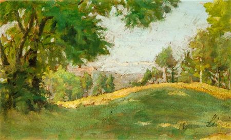 ULVI LIEGI (Luigi Levi) Livorno 1859 - 1939 "Paesaggio" 9,5x15,5 olio su...