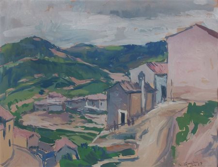 QUAGLINO MASSIMO Refrancore (AT) 1899 - 1982 Torino "Paesaggio montano" 1933...