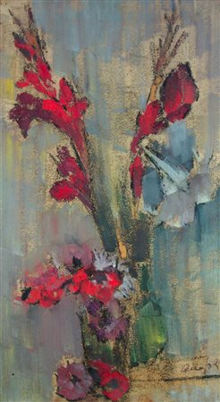 AUDOLI CARPANETTO MARIA TERESA Torino 1912 - 2004 "Gladioli rossi" 1966 80x45...