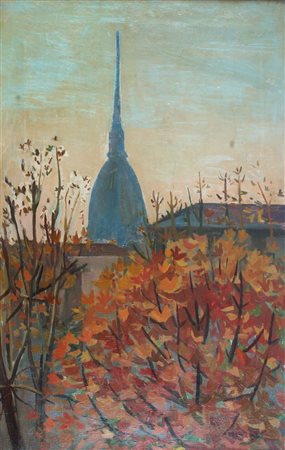 MARTINA PIERO Torino 1912 - 1982 "Torino - La Mole Antonelliana" 90x65 olio...