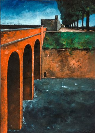 ALBANO SERGIO Torino 1939 - 2008 "Verso la stazione Dora" 70x50 olio su...