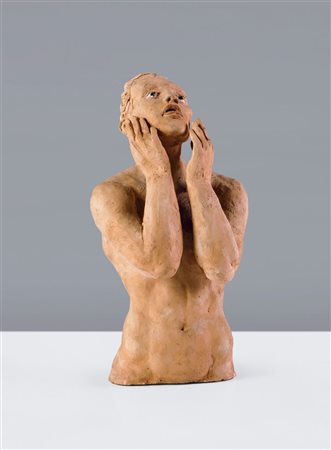 CORNINI MARCO Milano 1966 "Figura maschile" H. cm 35, scultura in terracotta...