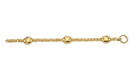 BRACCIALE Peso gr 21,8 in oro giallo composto da maglia rolò e tre maglie...