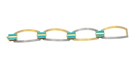 BRACCIALE Peso gr 53 Lunghezza cm 18 in oro giallo e bianco satinato composto...