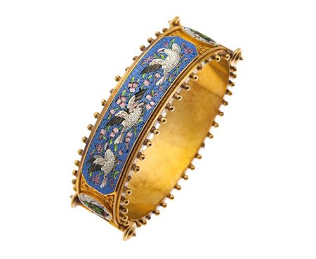 BRACCIALE Peso gr 34,6 rigido in oro giallo, XIX secolo, parte superiore con...