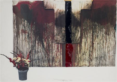 HERMANN NITSCH (1938) Senza Titolo Litografia e smalto su carta cm 70x100...