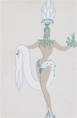 ERT&Eacute; (1892-1990) Mannequin Emeraude, 1972 Guache su cartoncino Cm...