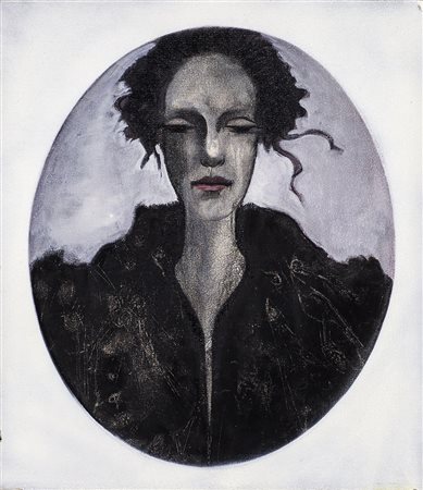 VINCENZO SCIAM&Egrave; (1941-2014) Le immagini: Donna con pellicci, 1975 Olio...