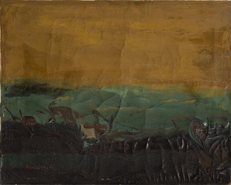 LUIGI MENICHELLI (1939) Paesaggio Pontino, 1976 Olio su tela Cm 40X50 Firma...